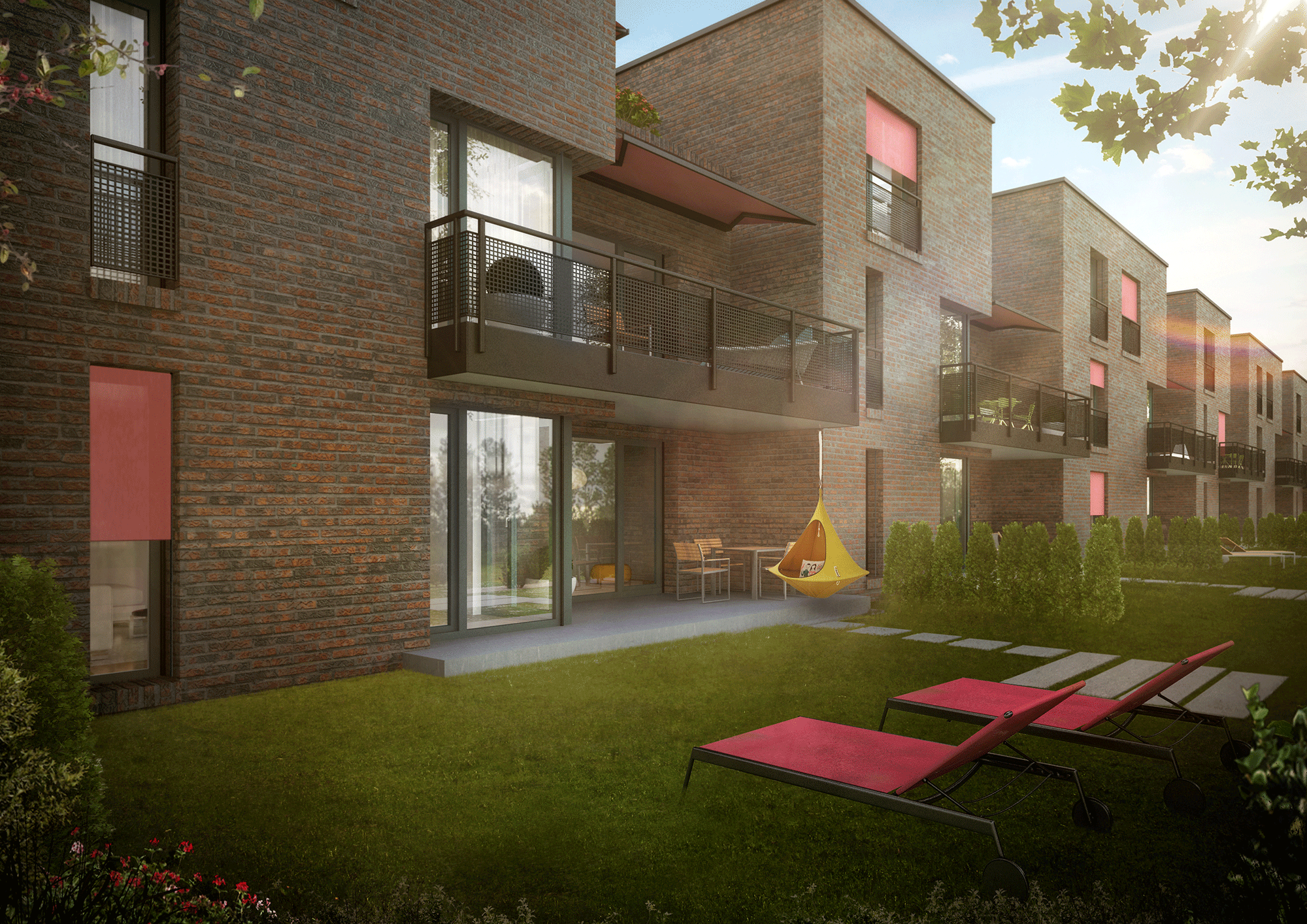 Neff-Neumann-Architekten-Neubau-Wohnüberbauung-Stockacker-Reinach-Baselland-Aussen-morph-3D-Visualisierung