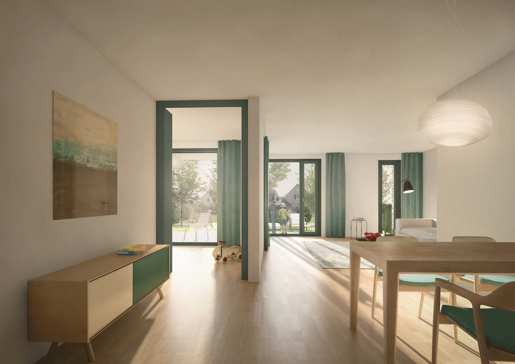 Neff-Neumann-Architekten-Wohnüberbauung-Stockacker-Reinach-Baselland-Innen-morph-3D-Visualisierung